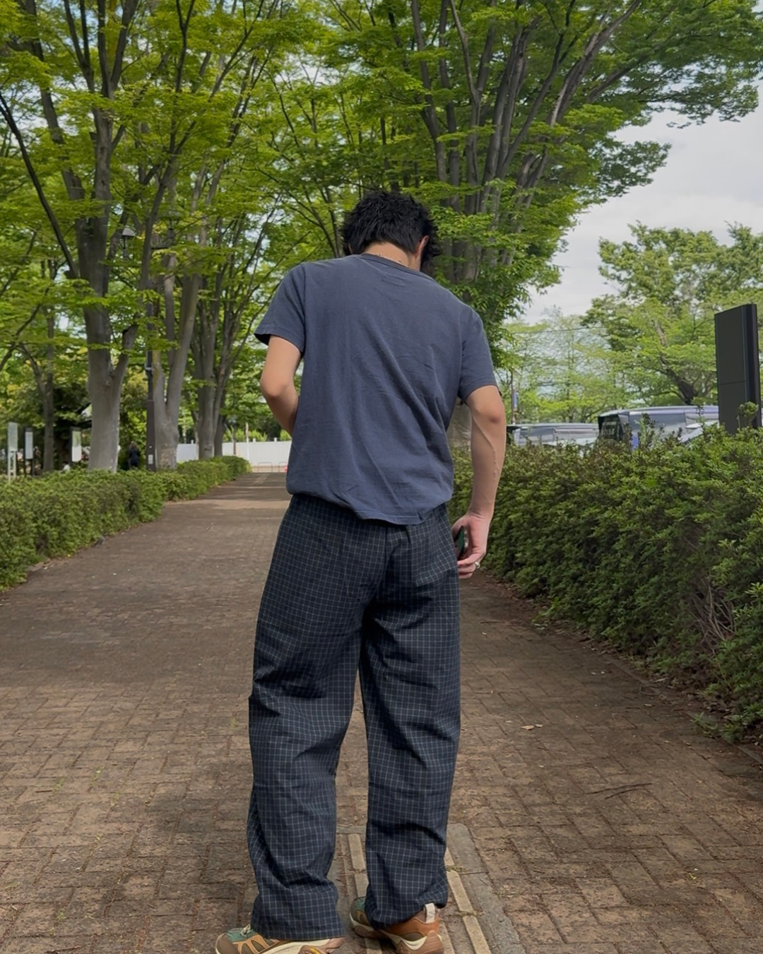 ブラックチェックワイドレッグパンツ SZ0050