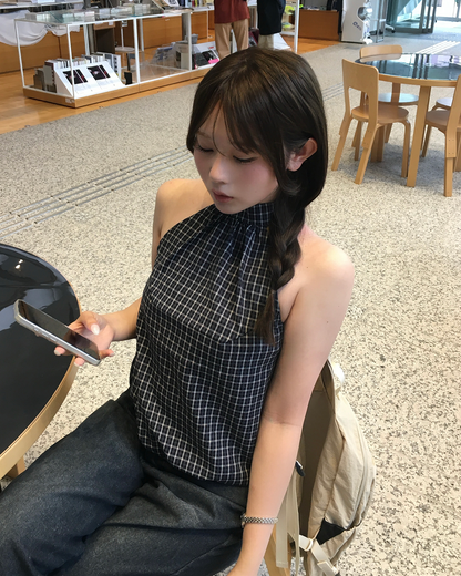 チェックカラーノースリーブブラウスTD0016
