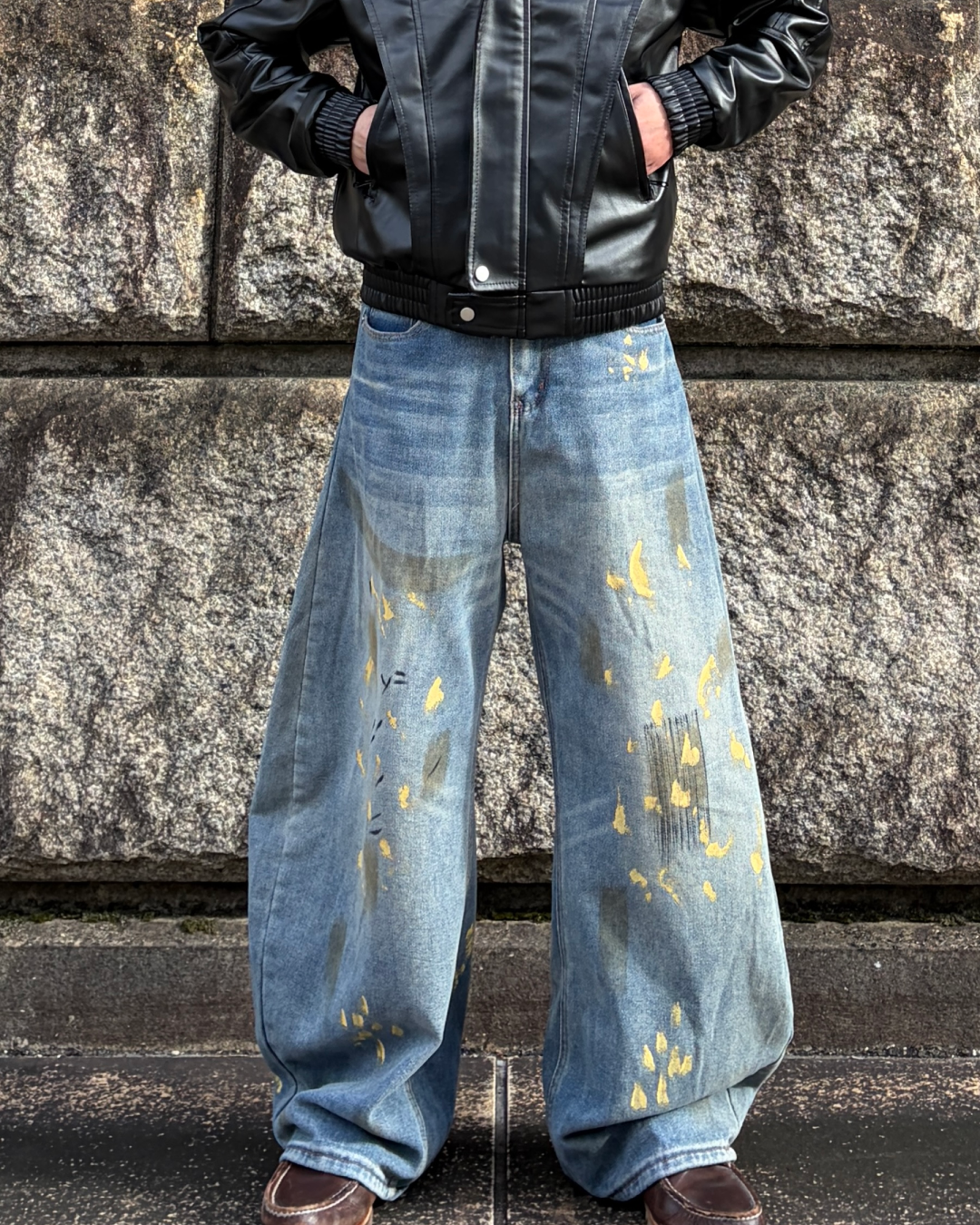 ペイントバルーンカーブデニムパンツ TK0001