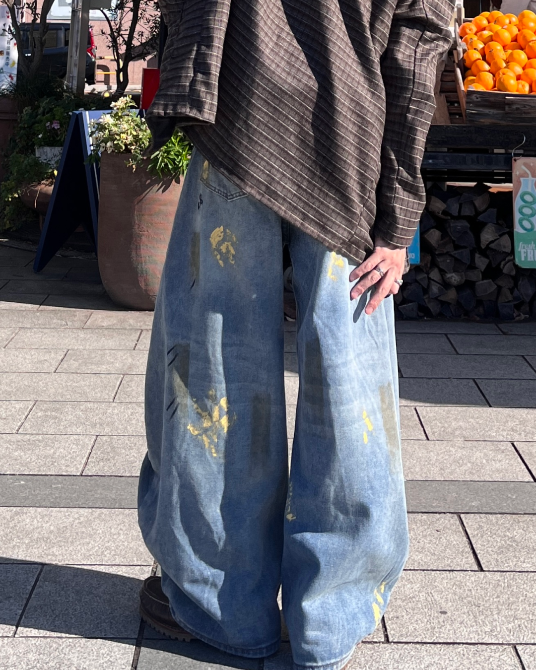 ペイントバルーンカーブデニムパンツ TK0001