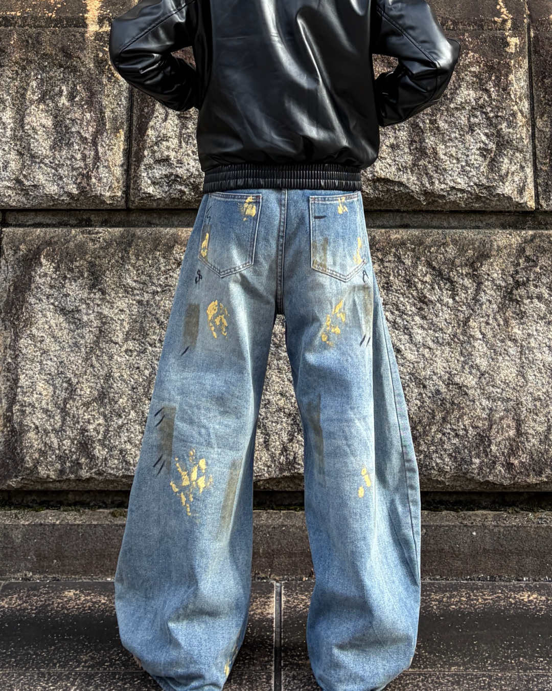 ペイントバルーンカーブデニムパンツ TK0001