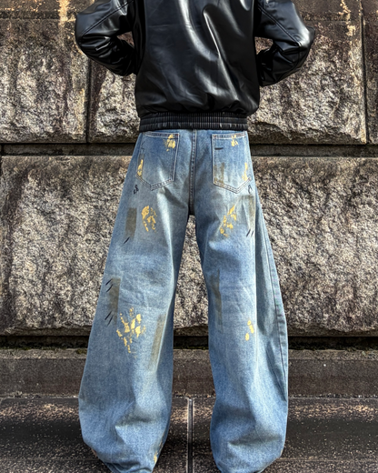 ペイントバルーンカーブデニムパンツ TK0001