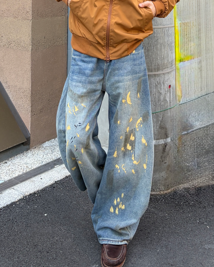 ペイントバルーンカーブデニムパンツ TK0001