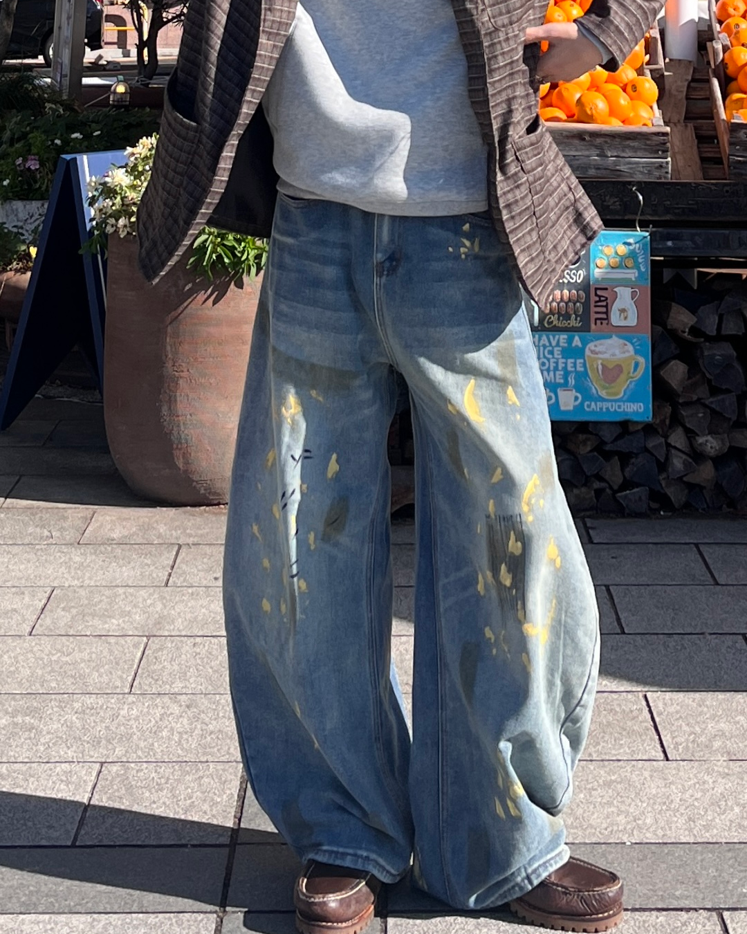 ペイントバルーンカーブデニムパンツ TK0001