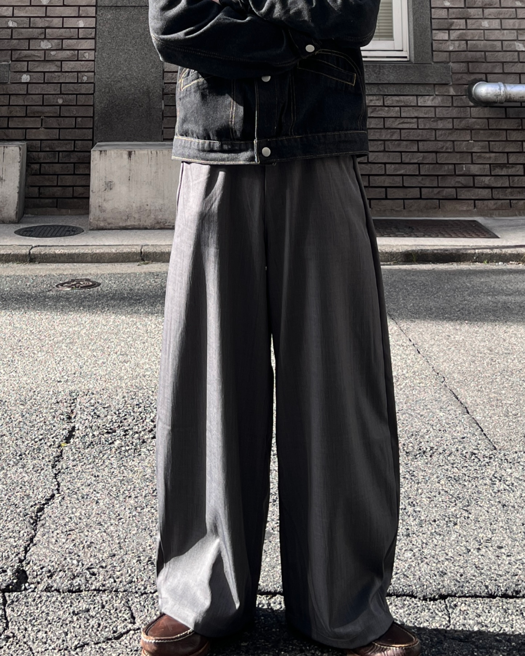 グレーワイドスラックス TK0015