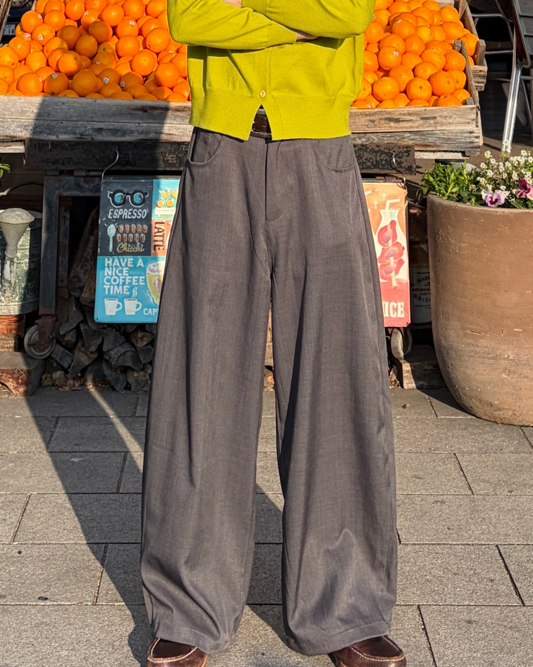 グレーワイドスラックス TK0015