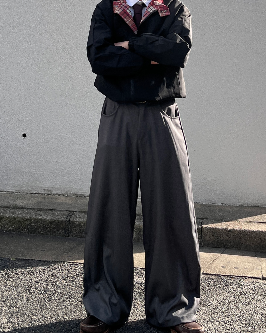 グレーワイドスラックス TK0015