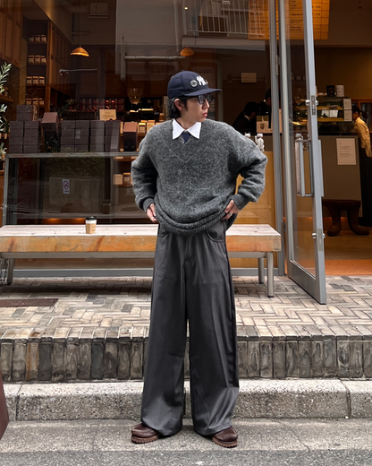 オーバーサイズブラッシュドVネックニット TK0035