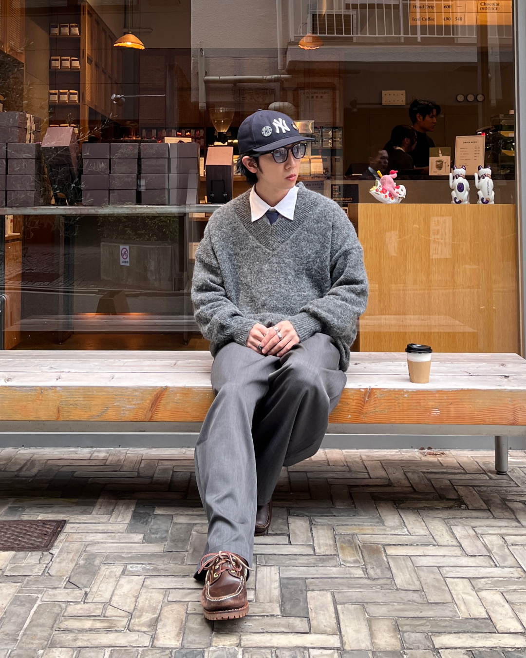 オーバーサイズブラッシュドVネックニット TK0035