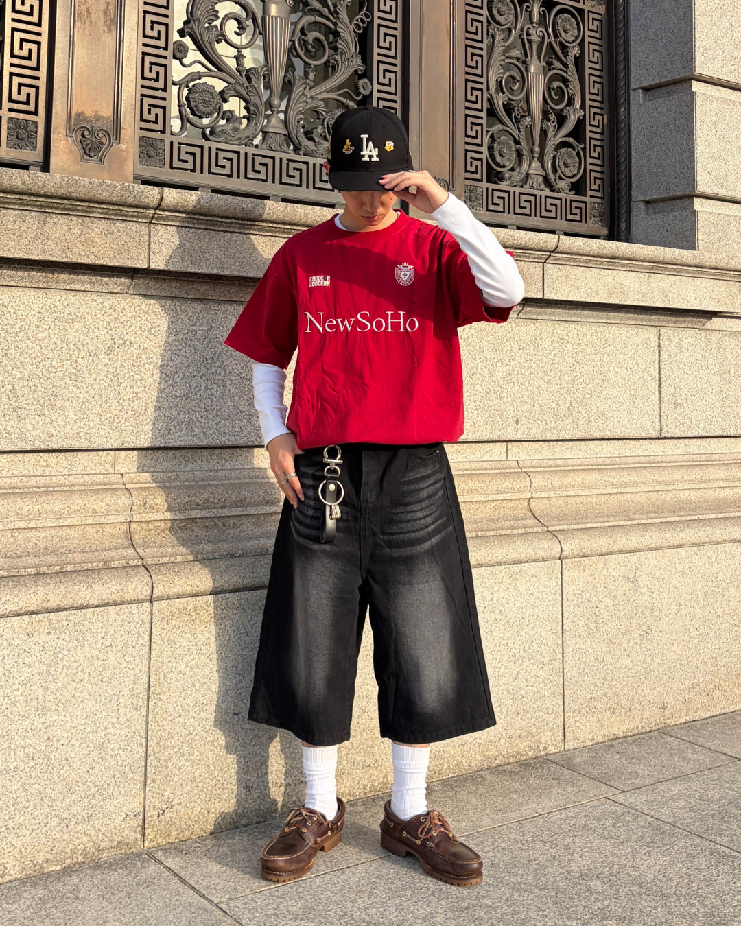 フェードウォッシュワイドハーフデニムパンツ TK0077