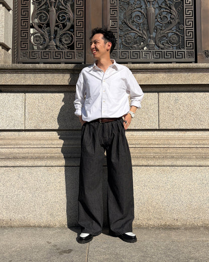 タックデザインストライプワイドデニムパンツ TK0081