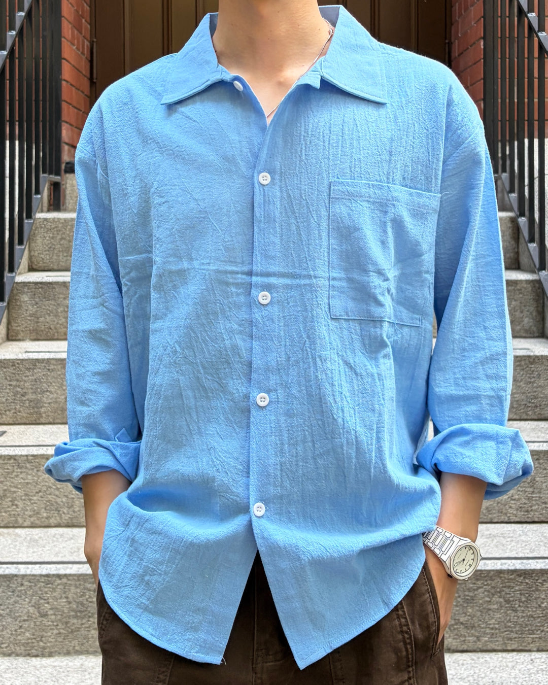 ベーシックブルーシャツ TK0084