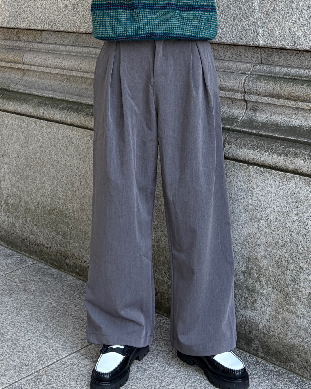 プリーツワイドレッグカジュアルパンツ TK0087