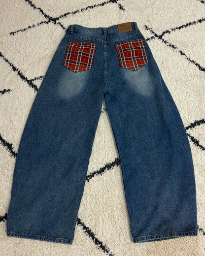チェックポケットワイドレッグパンツ TK0100
