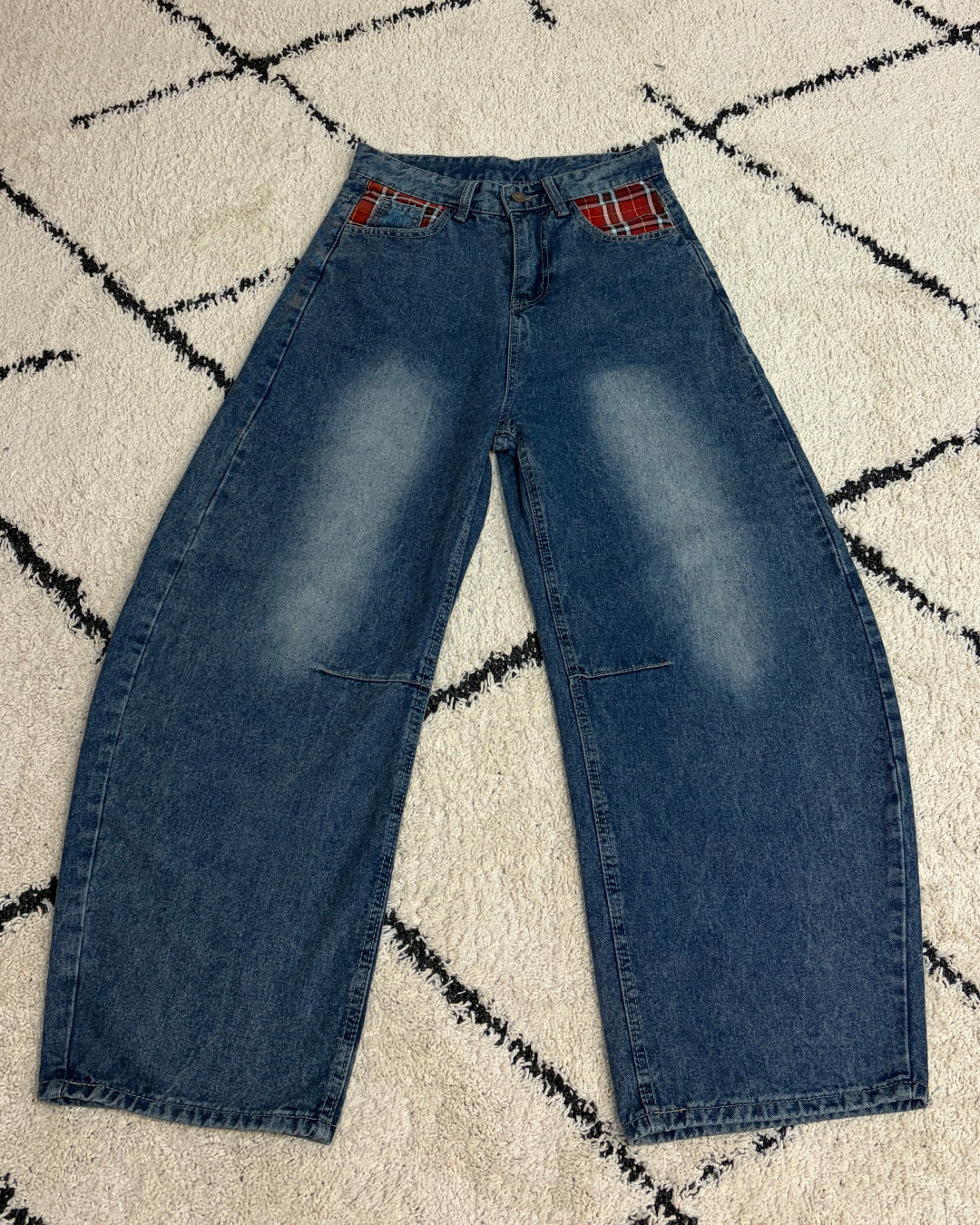 チェックポケットワイドレッグパンツ TK0100