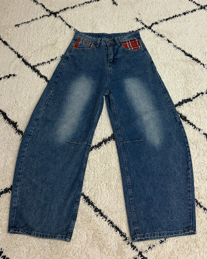 チェックポケットワイドレッグパンツ TK0100