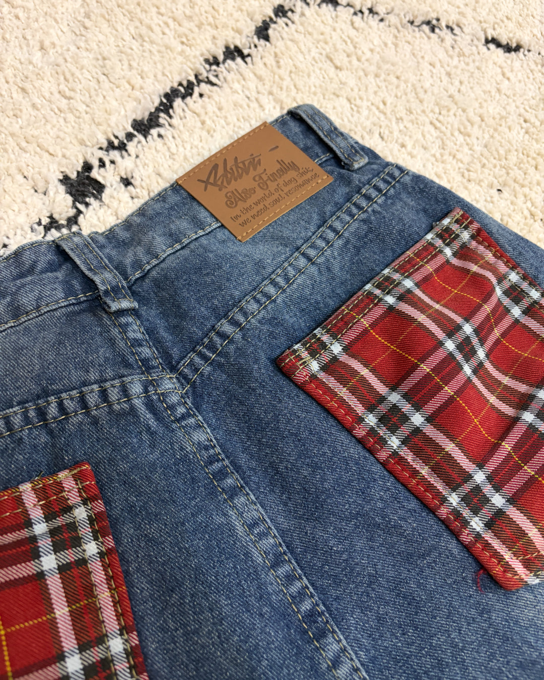 チェックポケットワイドレッグパンツ TK0100