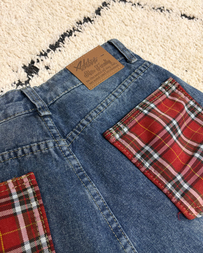 チェックポケットワイドレッグパンツ TK0100