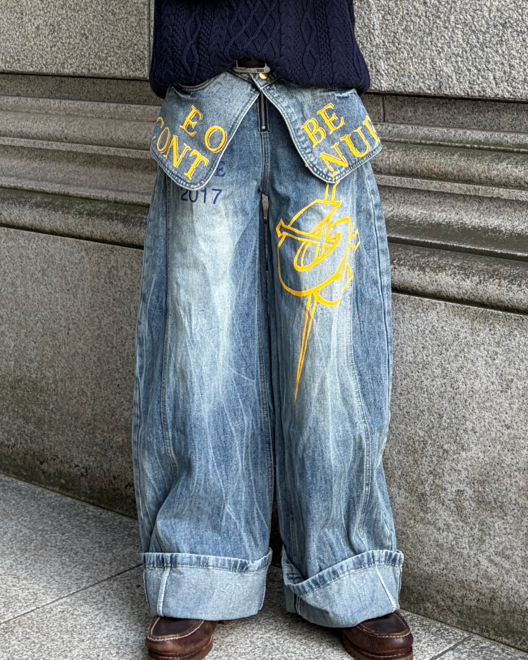 フェイクツーピースワイドレッグパンツ TK0101