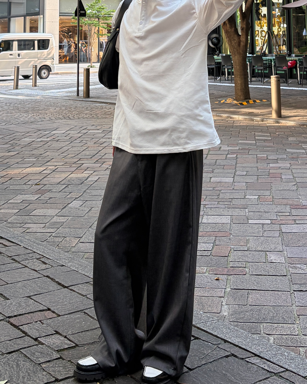 ワッフルヘンリーネックロングTシャツ TK0158