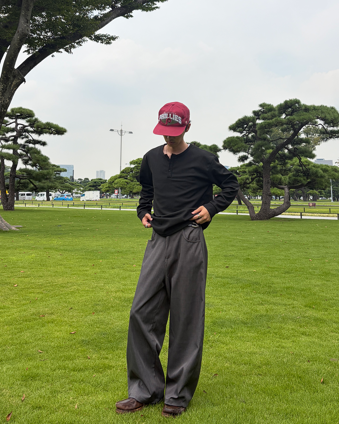 ワッフルヘンリーネックロングTシャツ TK0158