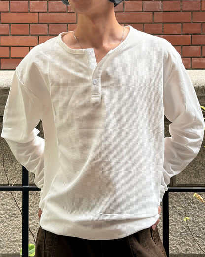 ワッフルヘンリーネックロングTシャツ TK0158