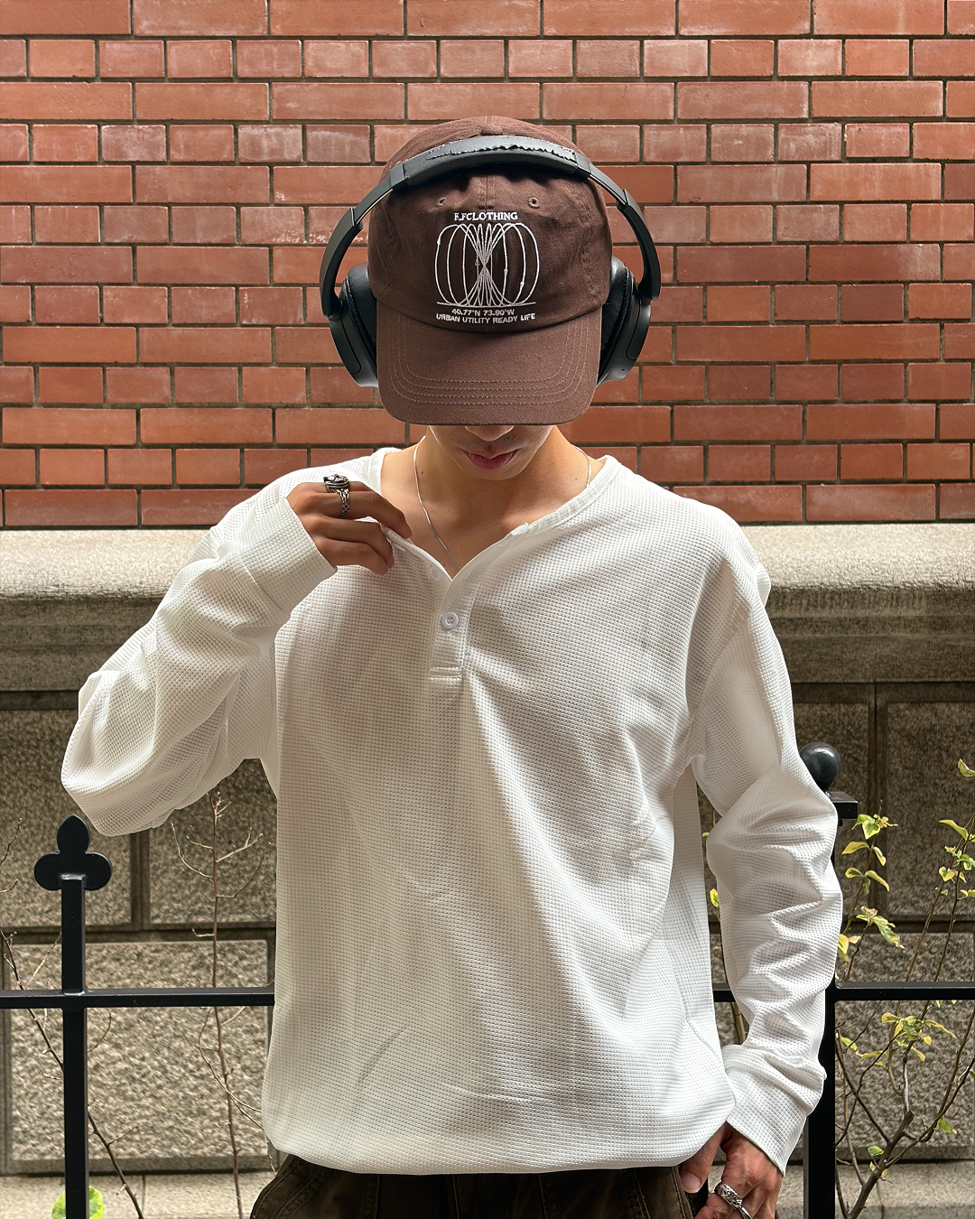 ワッフルヘンリーネックロングTシャツ TK0158