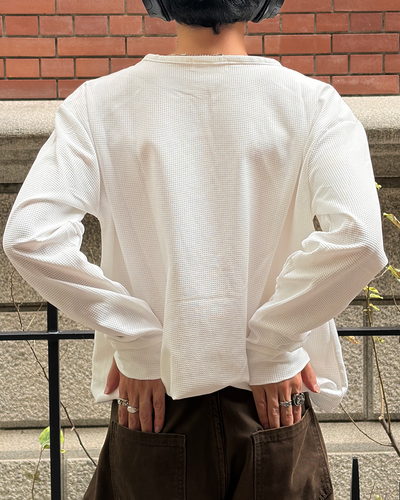 ワッフルヘンリーネックロングTシャツ TK0158