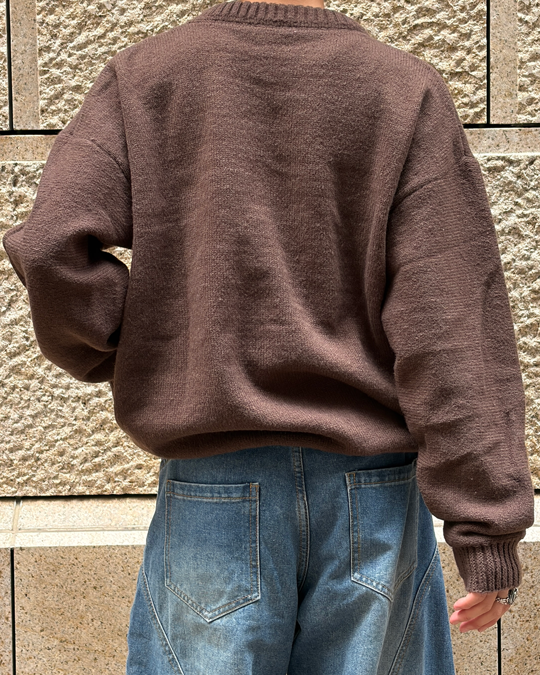 ラウンドネックベーシックニットトップス TK0175
