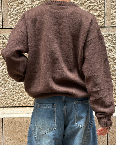 ラウンドネックベーシックニットトップス TK0175