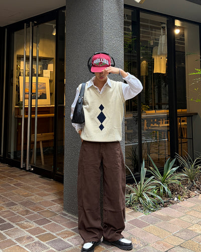 ブラウンワイドストレートパンツ TK0177