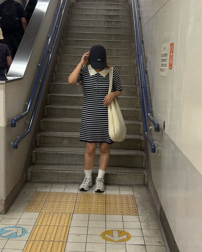 フロントジップボーダーワンピース TM0032