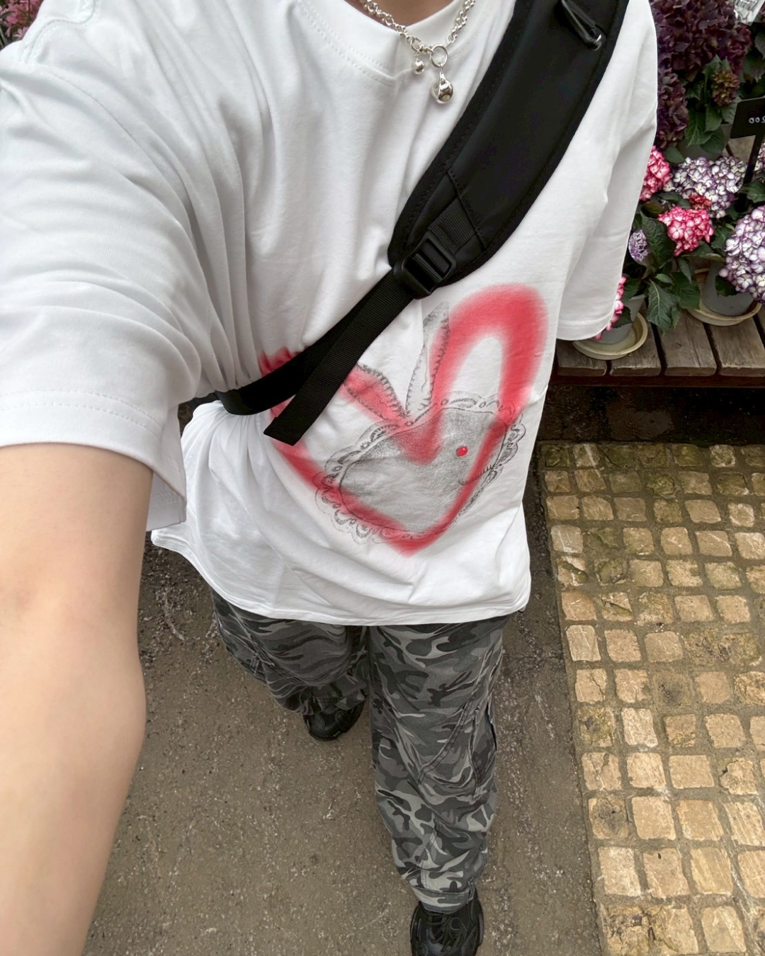 HEARTプリントTシャツ TN0091