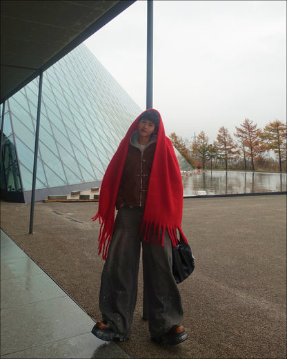 ワンカラー大判マフラー TN0259