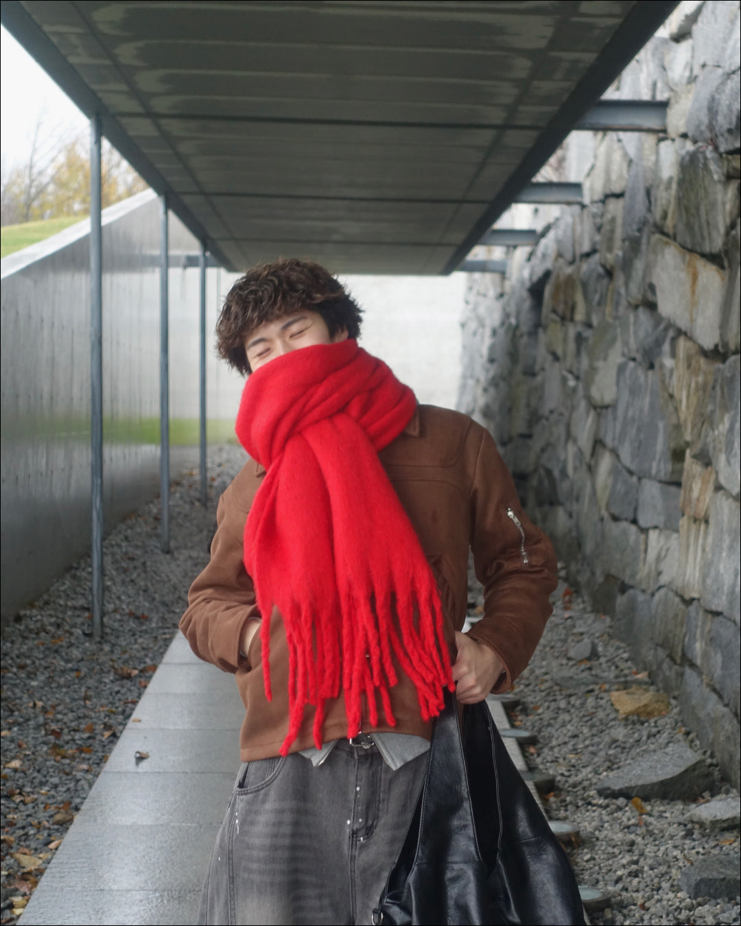 ワンカラー大判マフラー TN0259