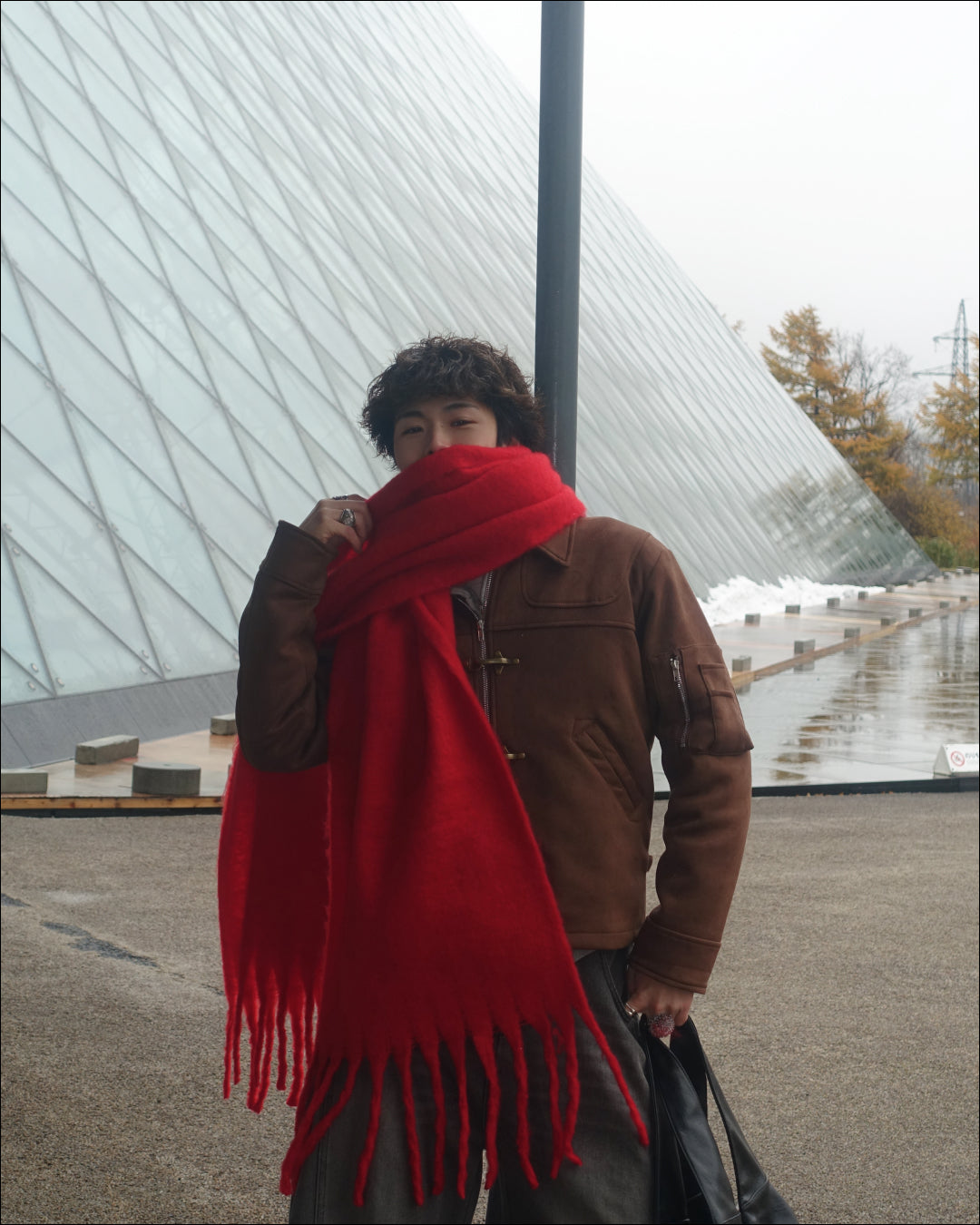 ワンカラー大判マフラー TN0259