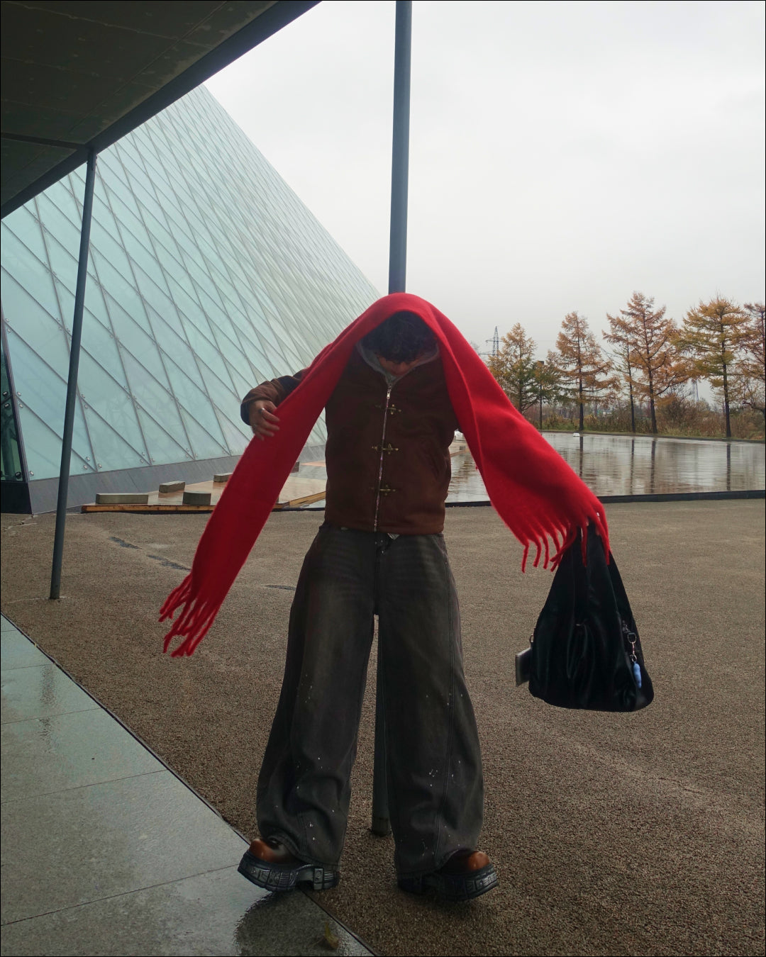 ワンカラー大判マフラー TN0259