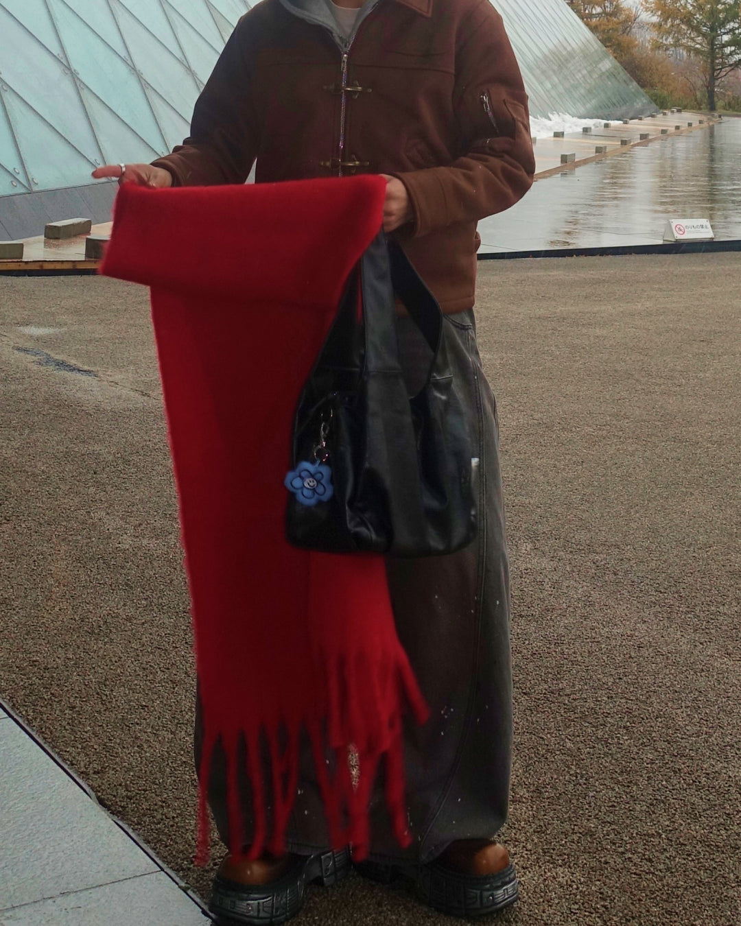 ワンカラー大判マフラー TN0259