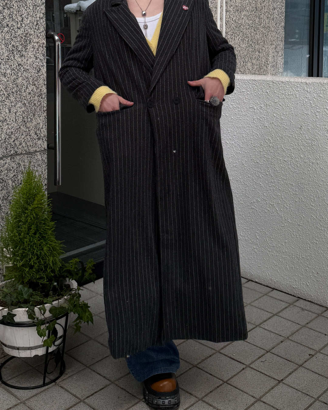 ストライプロングコート TN0289