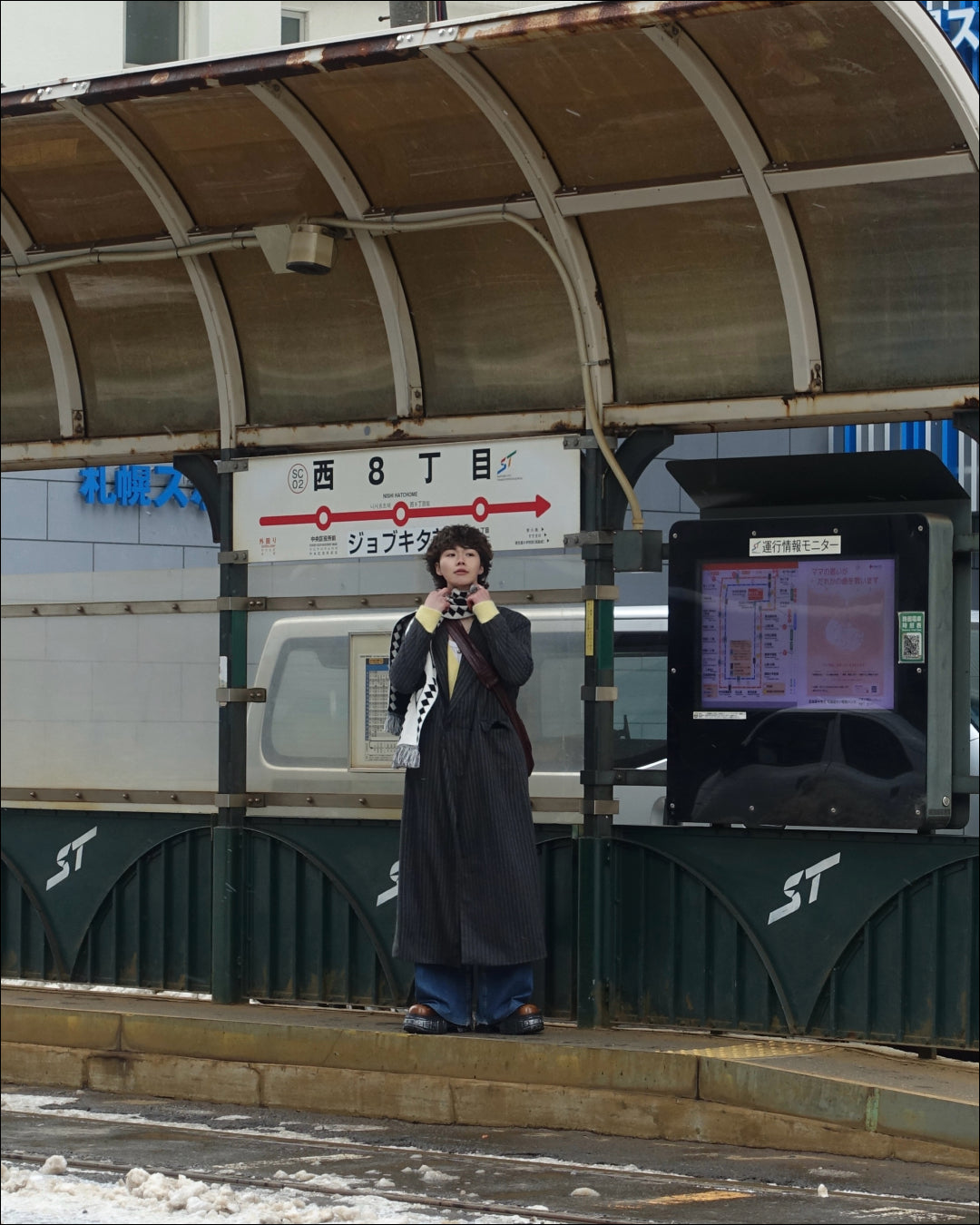 ストライプロングコート TN0289