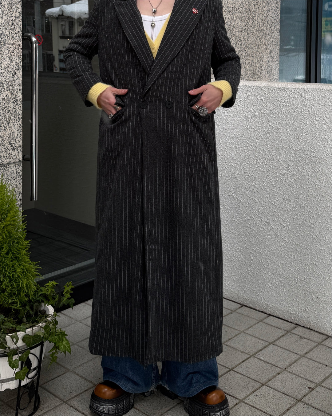 ストライプロングコート TN0289