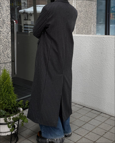 【即納】ストライプロングコート TN0289