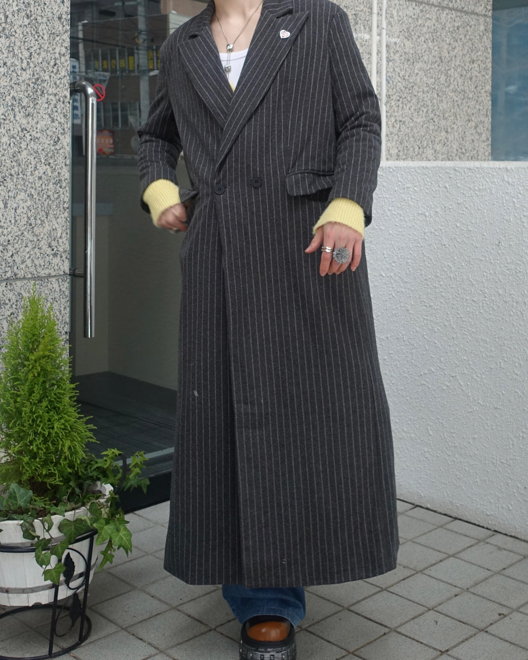 ストライプロングコート TN0289