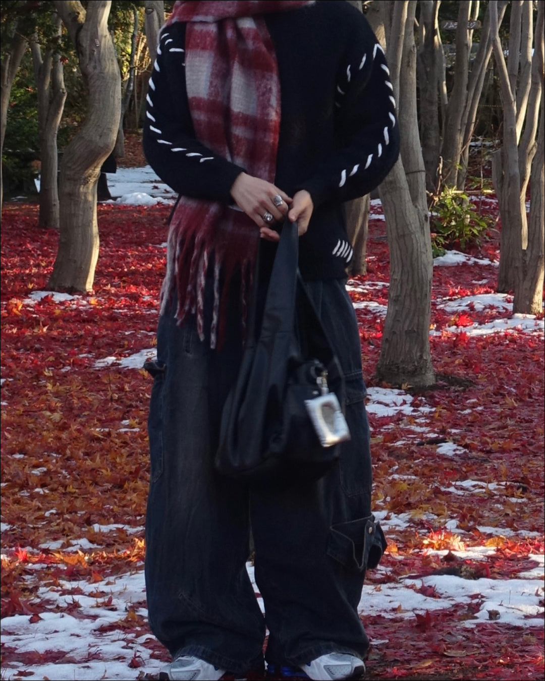 ワンカラーチェックマフラー TN0308