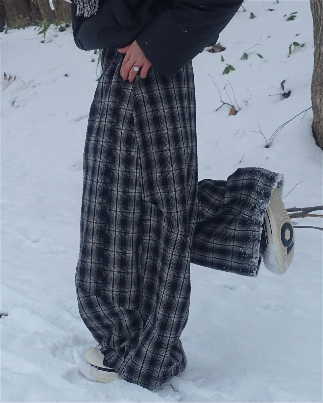 ワイドレッグチェックパンツ TN0311