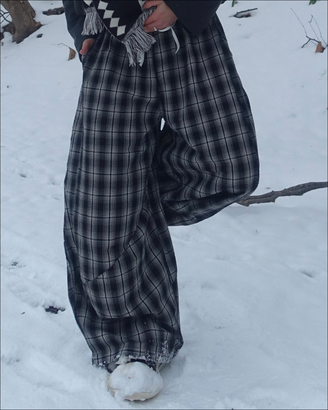 ワイドレッグチェックパンツ TN0311