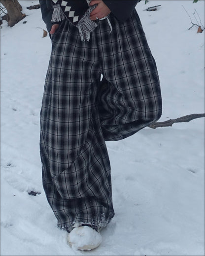 ワイドレッグチェックパンツ TN0311