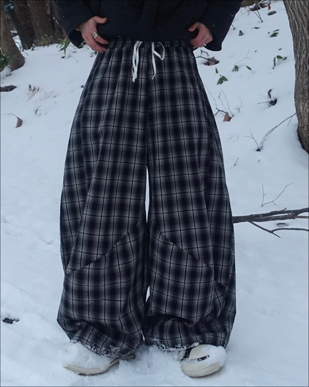 ワイドレッグチェックパンツ TN0311