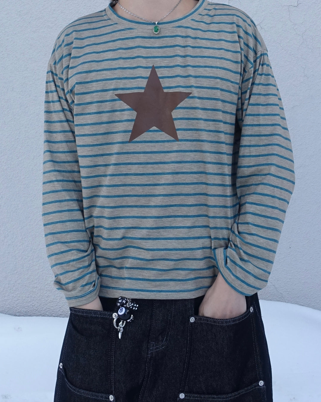 レトロストライプスリーブTシャツ TN0349
