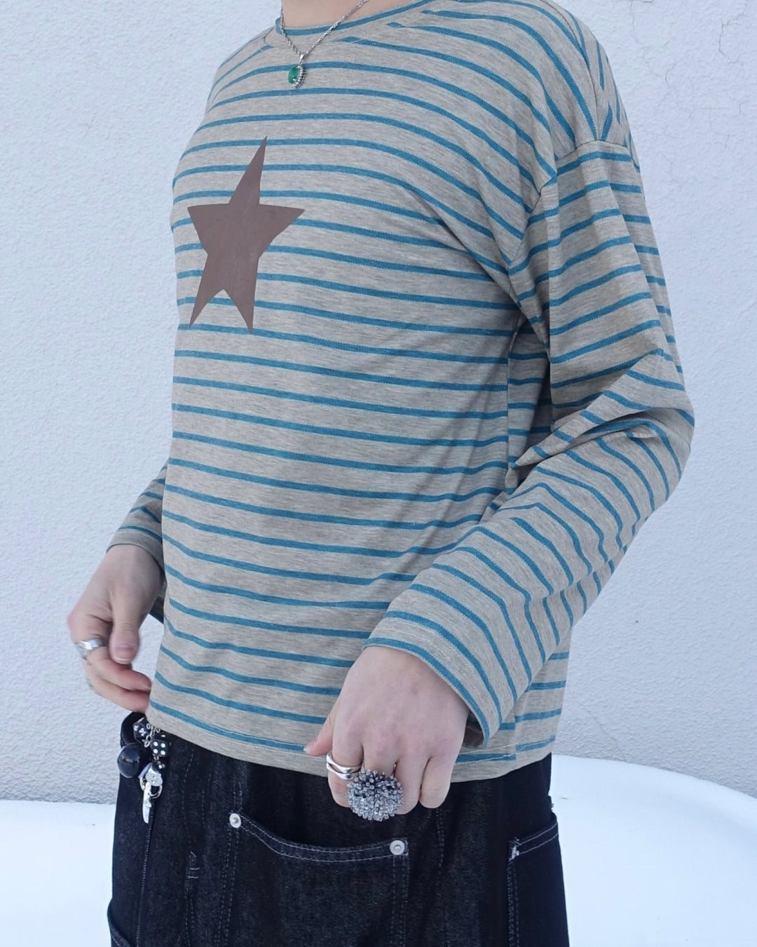 レトロストライプスリーブTシャツ TN0349